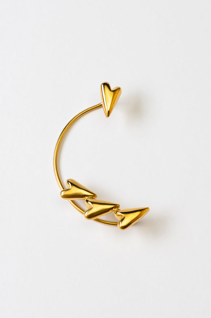 gold plated earcuff with hearts